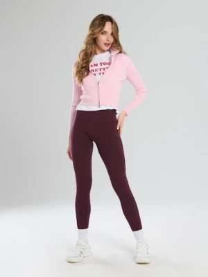 Zdjęcie produktu Sinsay - Prążkowane legginsy - bordowy