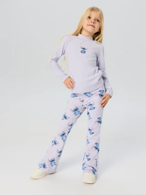 Sinsay - Prążkowane legginsy flare Stitch - fioletowy