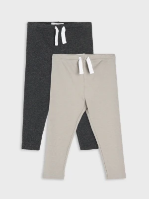 Sinsay - Prążkowane legginsy z bawełną 2 pack - szary