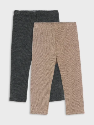 Sinsay - Prążkowane legginsy z domieszką wiskozy 2 pack - brązowy