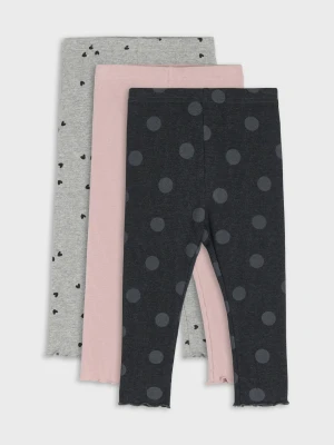 Sinsay - Prążkowane legginsy z falowanym wykończeniem 3 pack - fioletowy