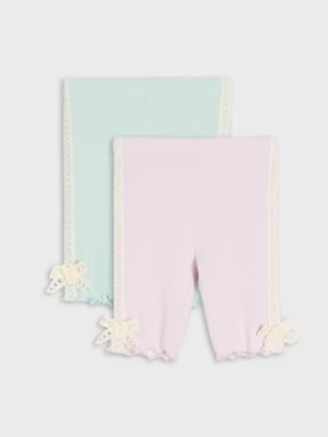 Sinsay - Prążkowane legginsy z ozdbnymi kokardami 2 pack - wielobarwny