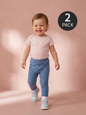 Sinsay - Prążkowane legginsy z ozdobnymi falbanami 2 pack - brązowy