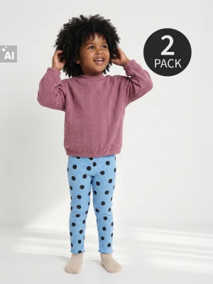 Sinsay - Prążkowane legginsy z ozdobnymi falbanami 2 pack - fioletowy