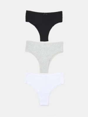 Sinsay - Prążkowane majtki brazyliany 3 pack - wielobarwny
