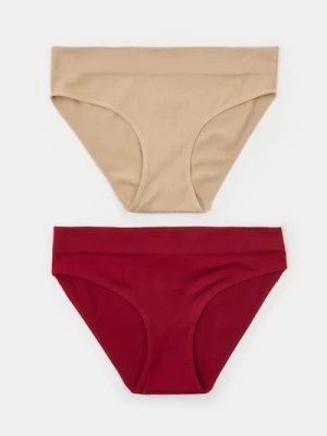 Sinsay - Prążkowane majtki figi 2 pack - wielobarwny