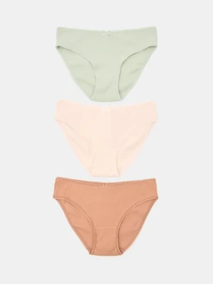Sinsay - Prążkowane majtki figi 3 pack - wielobarwny