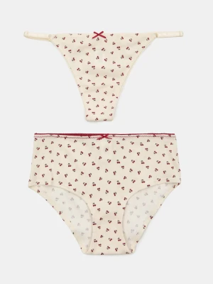 Sinsay - Prążkowane majtki z bawełną 2 pack - wielobarwny