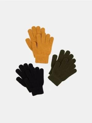 Sinsay - Prązkowane rękawiczki 3 pack - zielony