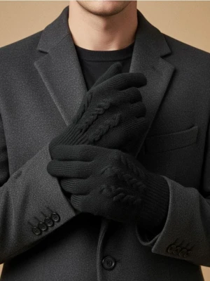 Sinsay - Prążkowane rękawiczki - czarny