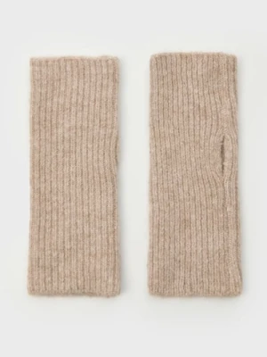 Sinsay - Prążkowane rękawiczki mitenki - beżowy