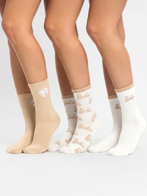 Sinsay - Prążkowane skarpetki 3 pack Barbie - kremowy