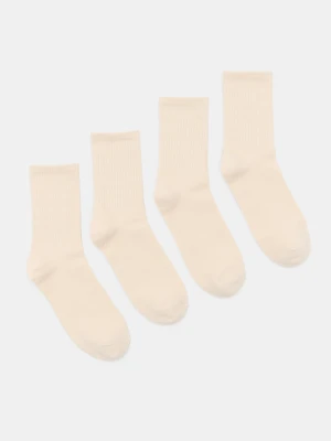 Sinsay - Prążkowane skarpetki 4 pack - kremowy