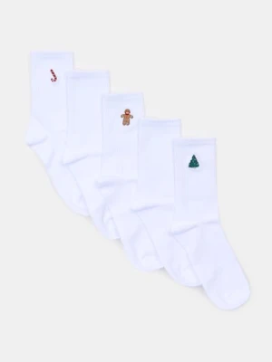 Sinsay - Prążkowane skarpetki 5 pack - biały
