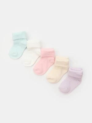 Sinsay - Prążkowane skarpetki niemowlęce 5 pack - wielobarwny