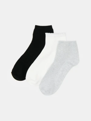 Sinsay - Prążkowane skarpetki z bawełną 3 pack - szary