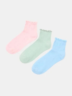 Sinsay - Prążkowane skarpetki z bawełną 3 pack - wielobarwny