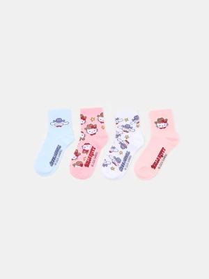 Sinsay - Prążkowane skarpetki z bawełną 4 pack Hello Kitty and Friends - wielobarwny