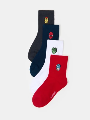 Sinsay - Prążkowane skarpetki z bawełną 4 pack Marvel - wielobarwny