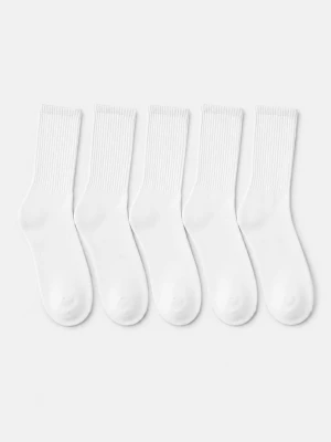 Sinsay - Prążkowane skarpetki z bawełną 5 pack - biały