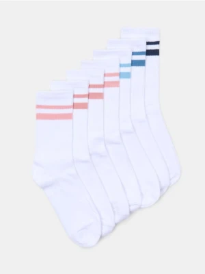 Sinsay - Prążkowane skarpetki z bawełną 7 pack - biały