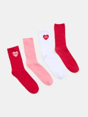 Sinsay - Prążkowane skarpetki z haftem 4 pack - wielobarwny