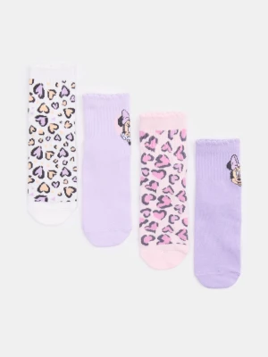 Sinsay - Prążkowane skarpetki z motywem panterki 4 pack Minnie Mouse - wielobarwny