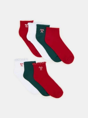 Sinsay - Prążkowane skarpetki z motywem świątecznym 7 pack - wielobarwny