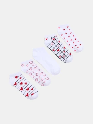 Sinsay - Prążkowane skarpetki ze wzorem 5 pack - biały