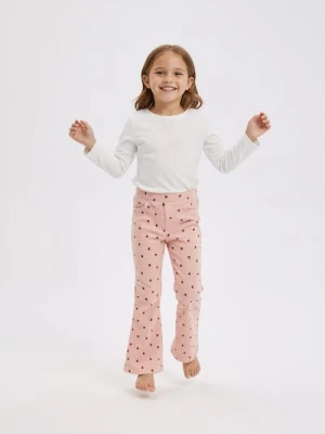 Sinsay - Prążkowane spodnie dzwony ze wzorkiem - różowy