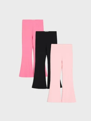 Sinsay - Prążkowane spodnie flare 3 pack - wielobarwny