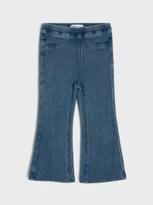 Sinsay - Prążkowane spodnie flare - granatowy