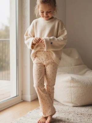 Sinsay - Prążkowane spodnie flare - kremowy