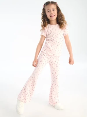 Sinsay - Prążkowane spodnie flare w kwiaty - wielobarwny