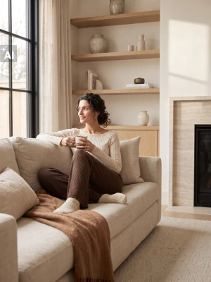 Sinsay - Prążkowane spodnie flare z domieszką wiskozy soft touch - brązowy