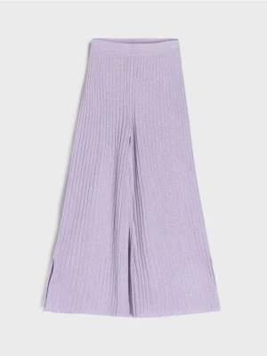 Sinsay - Prążkowane spodnie wide leg - fioletowy