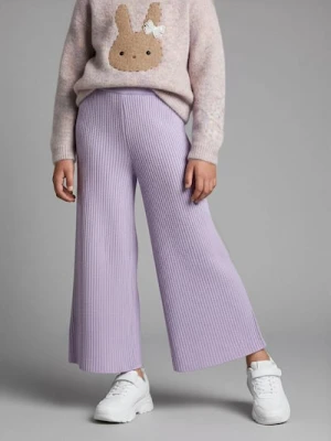 Sinsay - Prążkowane spodnie wide leg - fioletowy