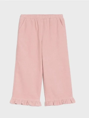 Sinsay - Prążkowane spodnie wide leg - różowy