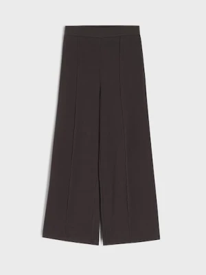 Sinsay - Prążkowane spodnie wide leg - zielony