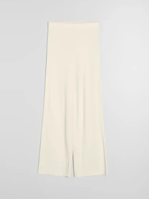 Sinsay - Prążkowane spodnie wide leg - żółty