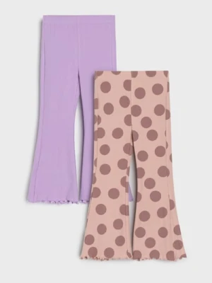 Sinsay - Prążkowane spodnie z rozszerzaną nogawką 2 pack - wielobarwny