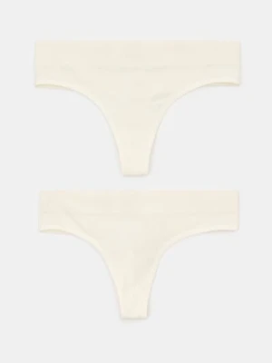 Sinsay - Prążkowane stringi 2 pack - biały