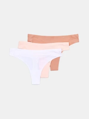 Sinsay - Prążkowane stringi 3 pack - wielobarwny