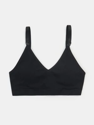 Sinsay - Prążkowany biustonosz ciążowy i do karmienia piersią - czarny