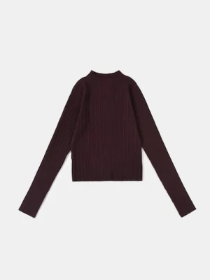 Sinsay - Prążkowany golf - bordowy