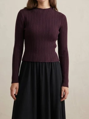 Sinsay - Prążkowany golf - bordowy