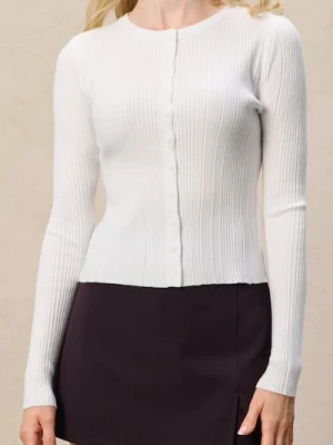 Sinsay - Prążkowany kardigan - kremowy