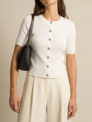 Sinsay - Prążkowany kardigan zapinany na guziki - biały