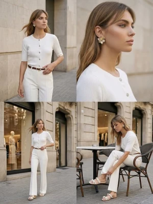 Sinsay - Prążkowany kardigan zapinany na guziki - biały