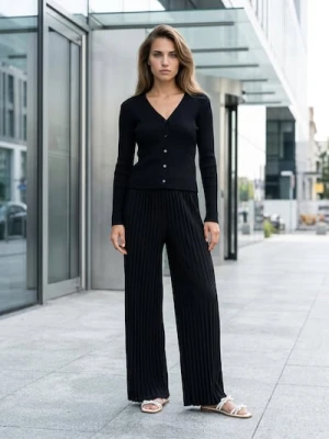 Sinsay - Prążkowany kardigan zapinany na guziki - czarny